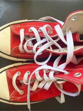 Converse Red High-Top Kids Sneakers with White Laces